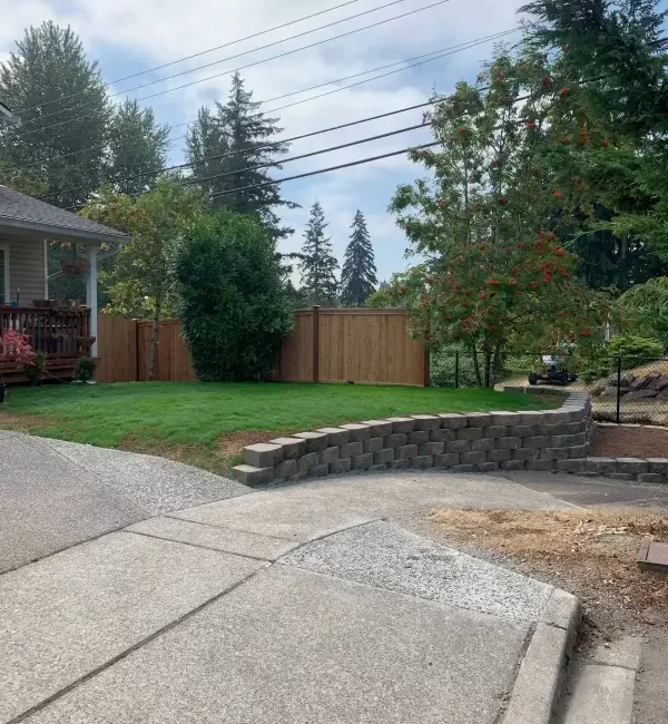 Landscape fence installation retaining wall installation everett washington after