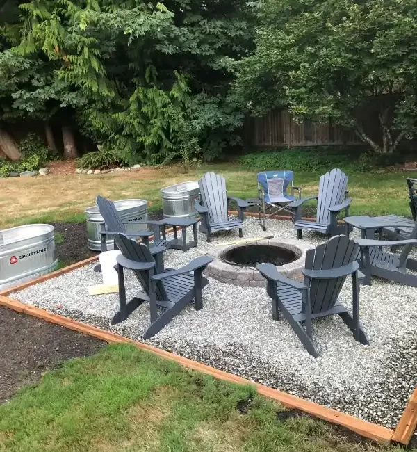 Landscape firepit installation arlington washington after